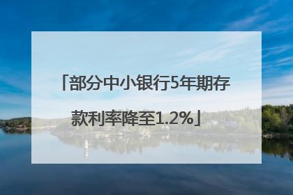 部分中小银行5年期存款利率降至1.2%